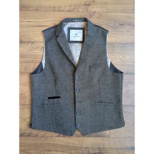 Cavani Mens Sz 46R (UK) 3 Pocket‎ Herringbone Waistcoat Vest